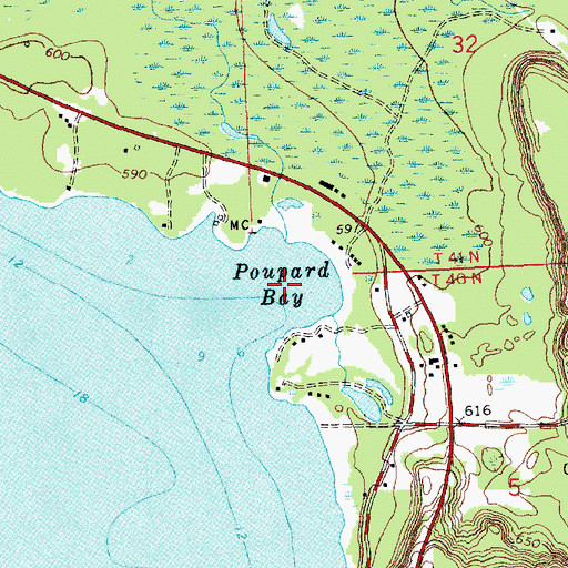 Topographic Map of Poupard Bay, MI