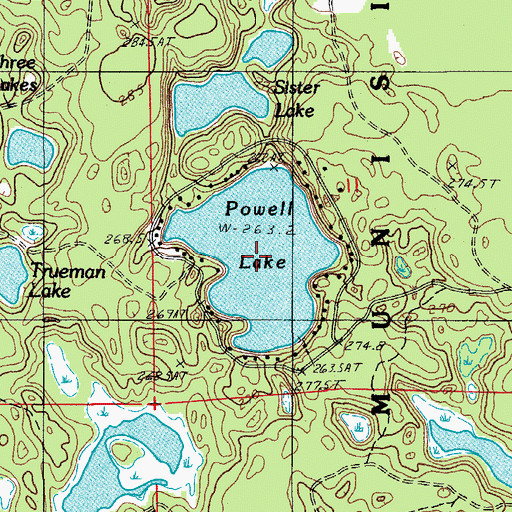 Topographic Map of Powell Lake, MI