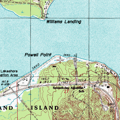 Topographic Map of Powell Point, MI