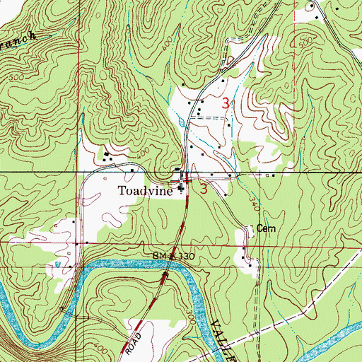 Topographic Map of Toadvine, AL