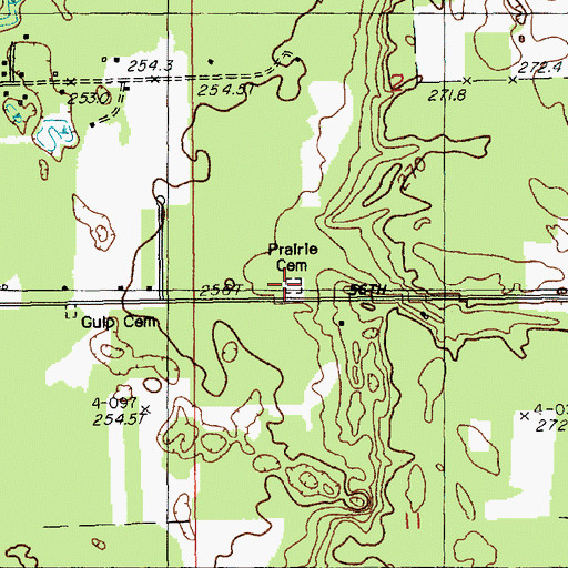 Topographic Map of Prairie Cemetery, MI