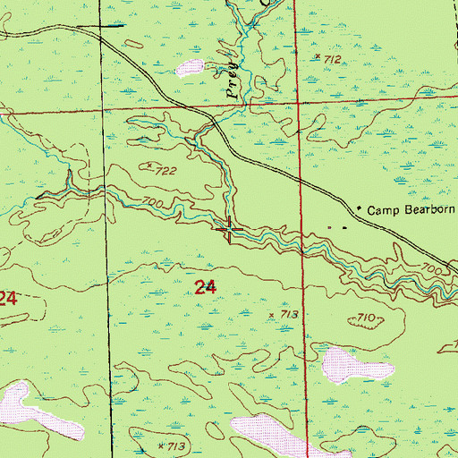 Topographic Map of Prey Creek, MI