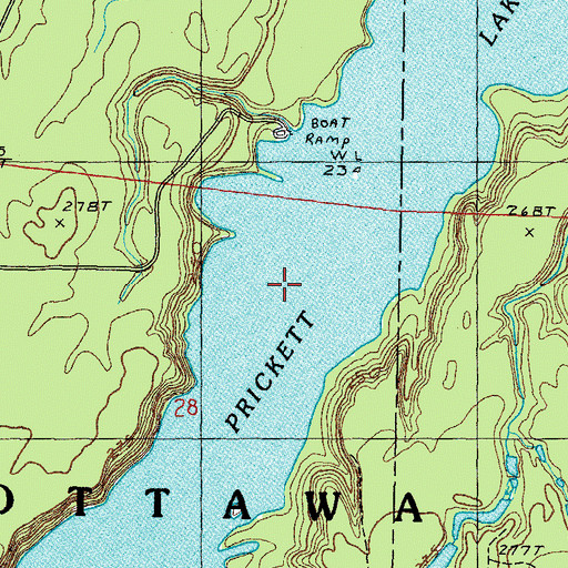 Topographic Map of Prickett Lake, MI