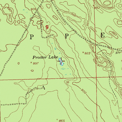 Topographic Map of Proctor Lake, MI