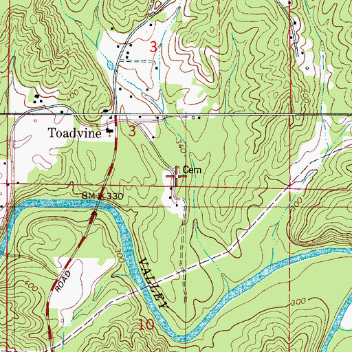 Topographic Map of Toadvine Cemetery, AL
