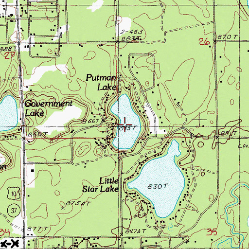 Topographic Map of Putman Lake, MI