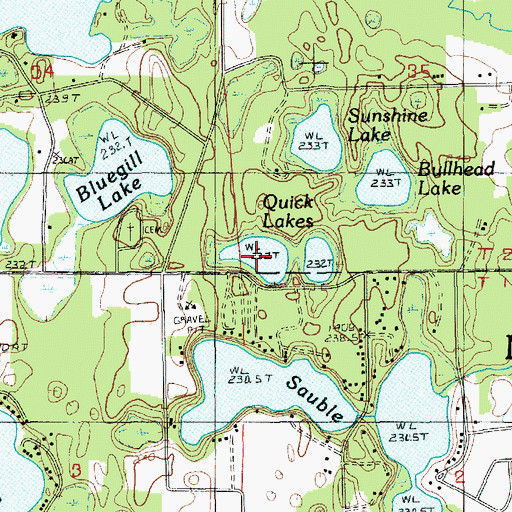 Topographic Map of Quick Lakes, MI