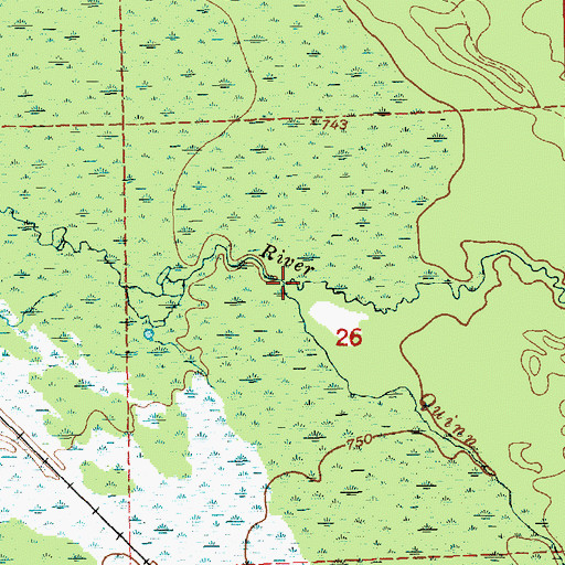Topographic Map of Quinn Creek, MI