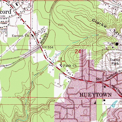 Topographic Map of Waldrops Mill (historical), AL