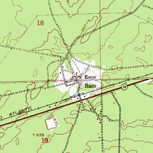Topographic Map of Raco, MI