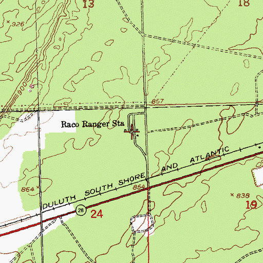 Topographic Map of Raco Ranger Station, MI