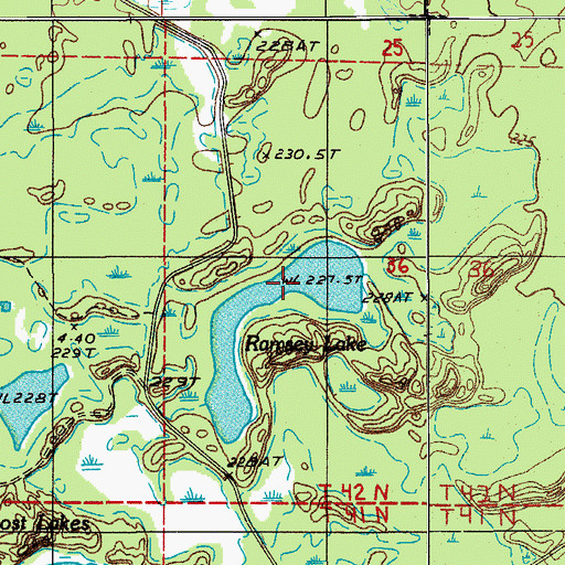 Topographic Map of Ramsey Lake, MI