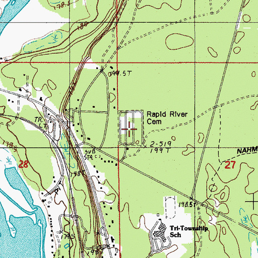 Topographic Map of Rapid River Cemetery, MI