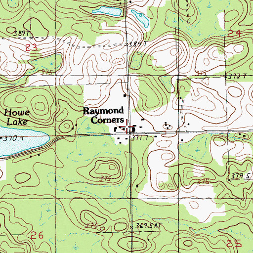 Topographic Map of Raymond Corners, MI