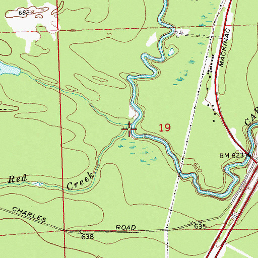 Topographic Map of Red Creek, MI