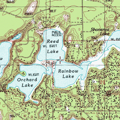 Topographic Map of Reed Lake, MI