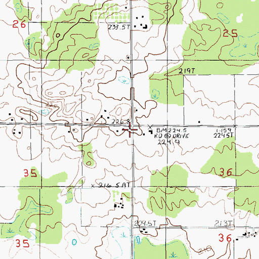 Topographic Map of Reek School, MI