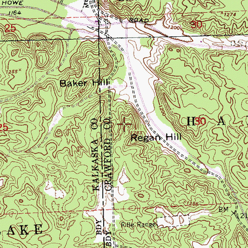 Topographic Map of Regan Hill, MI