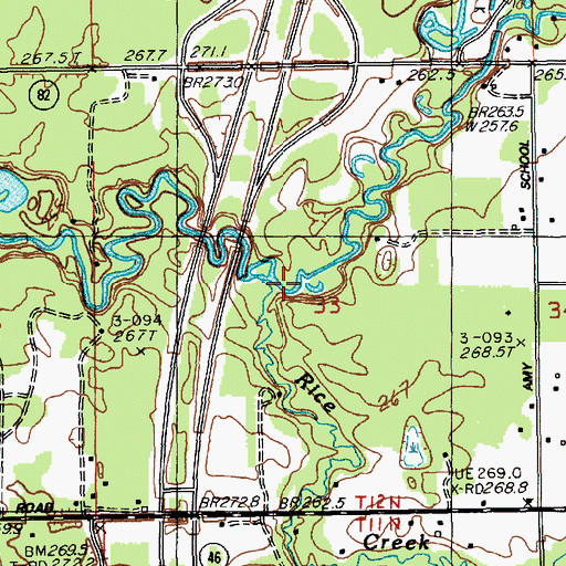 Topographic Map of Rice Creek, MI