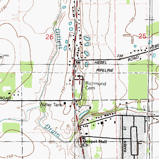Topographic Map of Richmond Cemetery, MI