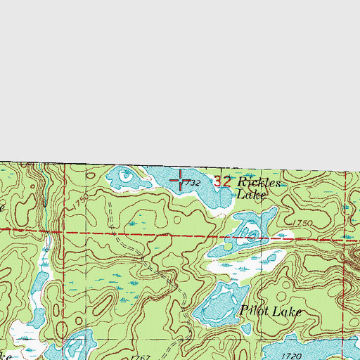 Topographic Map of Rickles Lake, MI