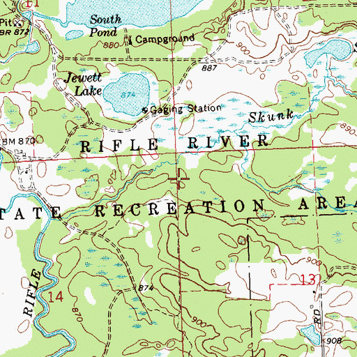 Topographic Map of Rifle River State Recreation Area, MI