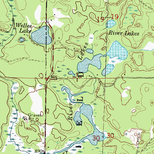 Topographic Map of River Lakes, MI