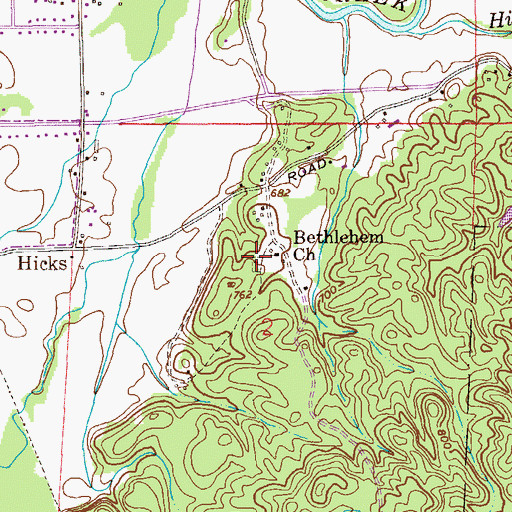 Topographic Map of Bethlehem Cemetery, AL