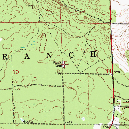 Topographic Map of Rock Cemetery, MI