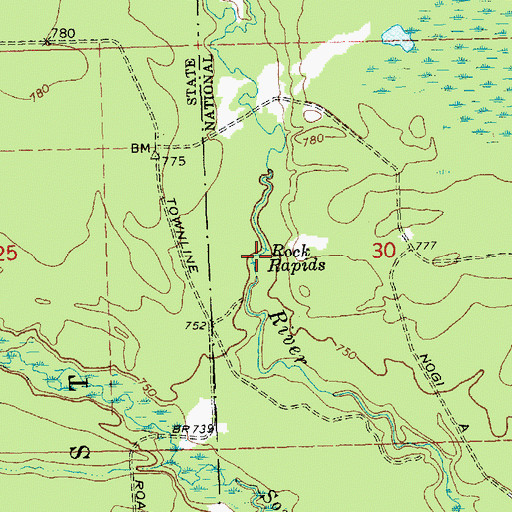 Topographic Map of Rock Rapids, MI