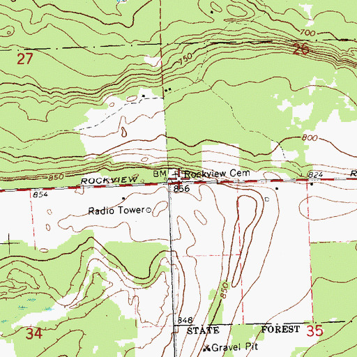 Topographic Map of Rockview Cemetery, MI