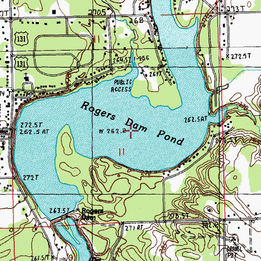 Topographic Map of Rogers Dam Pond, MI