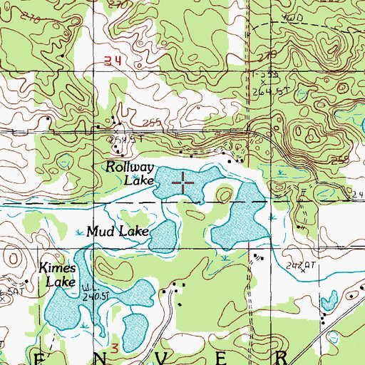 Topographic Map of Rollway Lake, MI