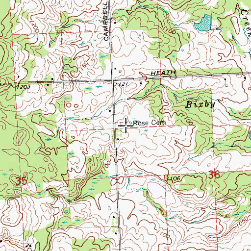 Topographic Map of Rose Cemetery, MI
