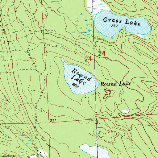 Topographic Map of Round Lake, MI