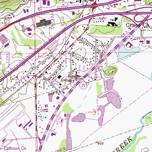 Topographic Map of Blue Spring Baptist Church, AL