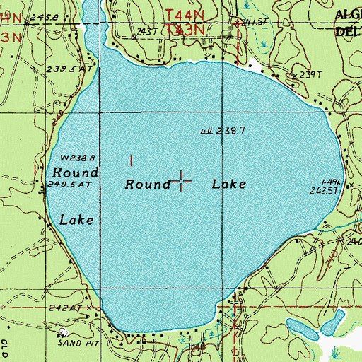 Topographic Map of Round Lake, MI
