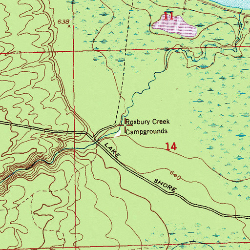 Topographic Map of Roxbury Creek Campgrounds, MI