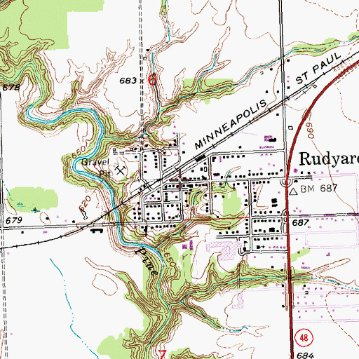 Topographic Map of Rudyard, MI