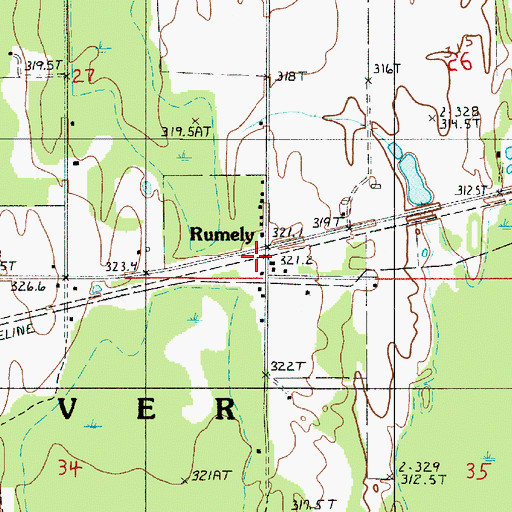 Topographic Map of Rumely, MI