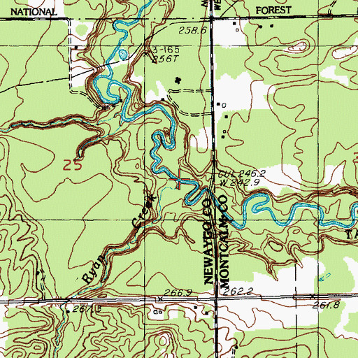 Topographic Map of Ryan Creek, MI