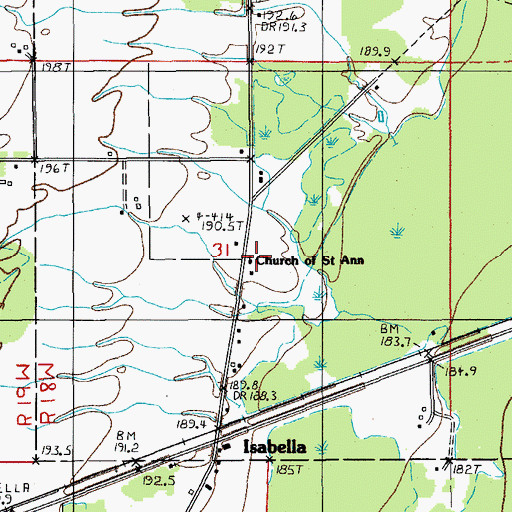 Topographic Map of Saint Ann Church, MI