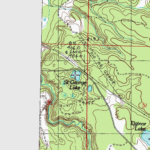 Topographic Map of Saint George Lake, MI