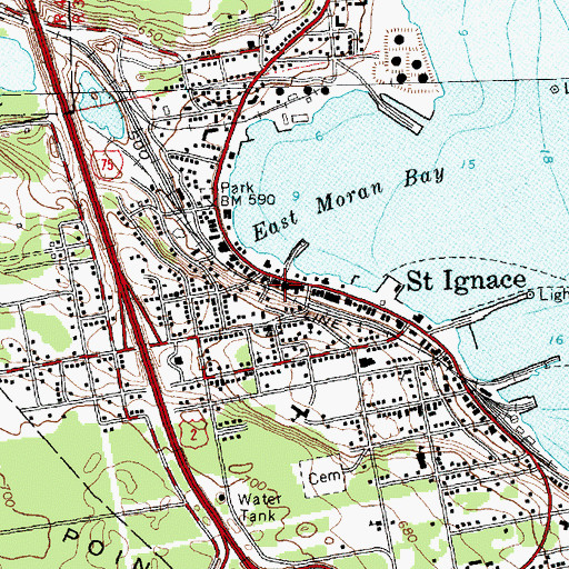 Topographic Map of Saint Ignace, MI