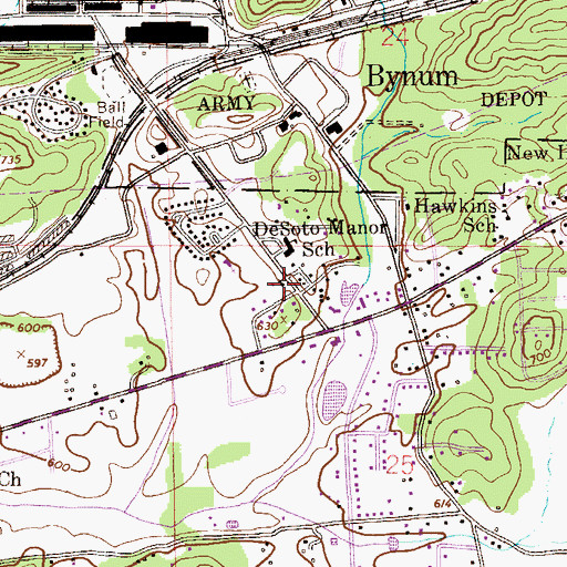 Topographic Map of Bynum Baptist Church, AL