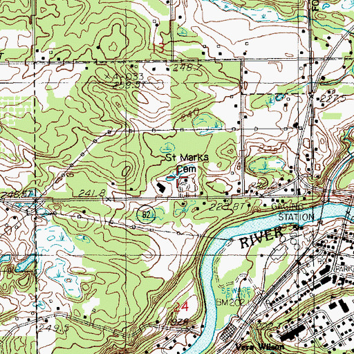 Topographic Map of Saint Marks Cemetery, MI