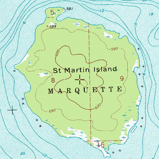 Topographic Map of Saint Martin Island, MI