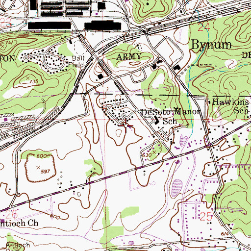 Topographic Map of Bynum Methodist Church, AL