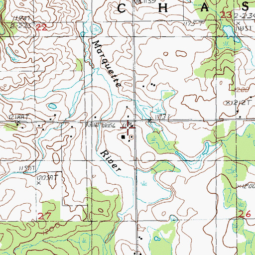 Topographic Map of Samis School, MI