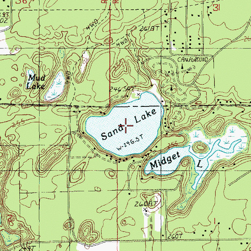 Topographic Map of Sand Lake, MI